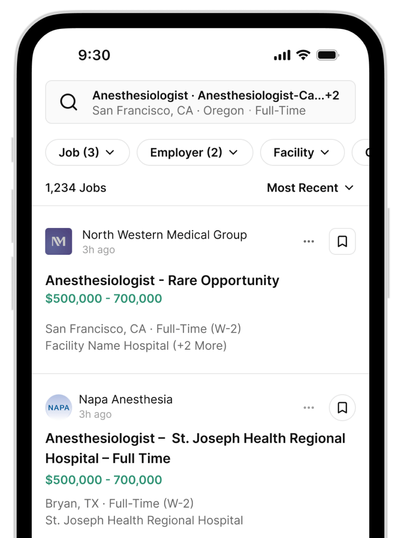 Jobs for physicians and APPs visualization